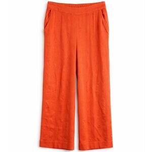 Free People Orange Textured Wide Leg Pants Size Medium Boho Summer Lounge